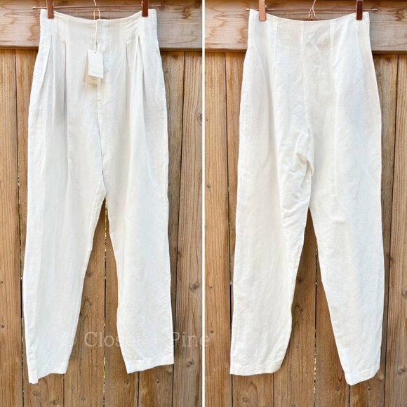 Doen Louvre Pants in Salt Size 2 Linen Cotton Trouser NWT White - Picture 3 of 14